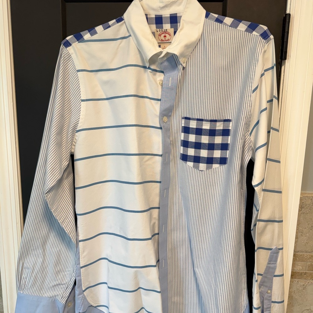 Brooks Brothers Red Fleece Men's Blue and White Checkered Fun Shirt